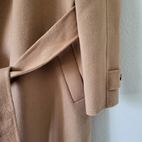 $475 Unworn Reiss Brooks Long Length Belted Wool Blend Overcoat in Camel - Picture 5 of 11